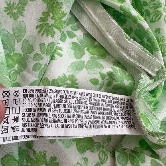 Forever 21 Lime Green White Slip Dress Floral Size M - Picture 4 of 5
